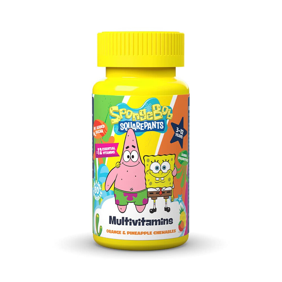 Multivitamins, 60 Orange & Pineapple Chewables with added Probiotics and 12 Essential Vitamins, Vegan, No Added Sugar, for 3-12 Year Olds