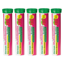 Multivitamin for Children - 5 x 20 effervescent Tablets - Raspberry Flavor - T&D Pharma German Multivitamin for Children - Made in Germany