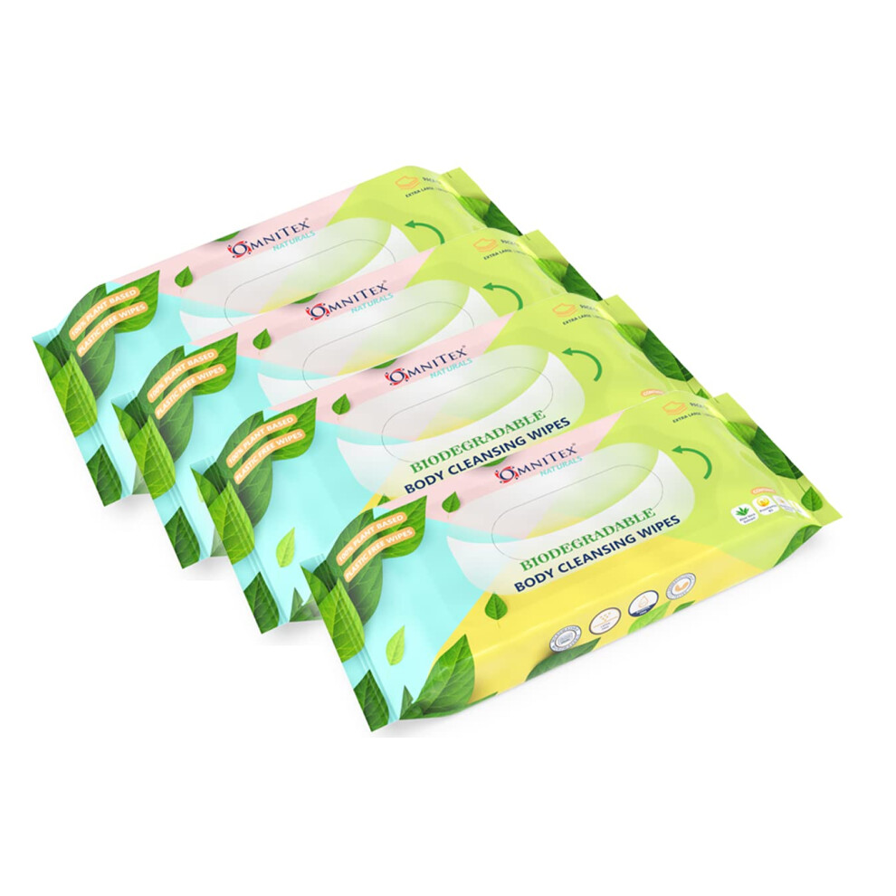 Omnitex 160X Biodegradable Extra Large & Extra Thick Body Cleansing Wipes - Microwaveable | Rinse Free Wipes For Camping, Festivals, Elderly Bed Bath