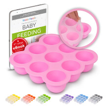 Baby Food Freezer Pots for Weaning Babies - Premium Food-Grade Silicone - Free Baby Feeding eBook by Award-winning Author/Dietitian - Pink