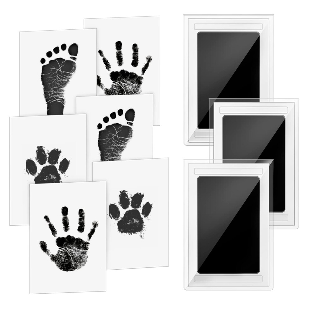 Baby Handprint And Footprint Ink Kit 3 X Baby Handprint Ink Pads With Clean Touch 6 X Imprint Cards Pet Paw Print Inkless Print Kit Safe Non Toxic For Norjews