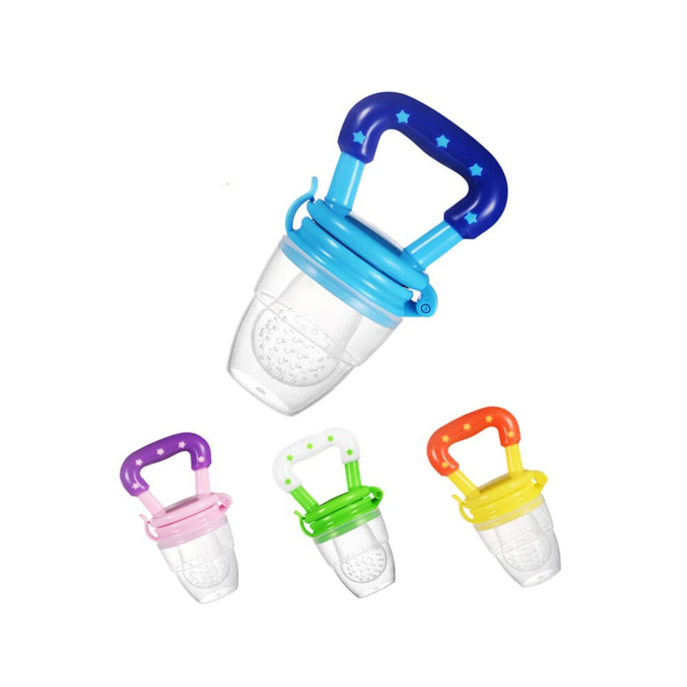 Baby Food Feeder,4 pcs Baby Teething Dummy Fresh Fruit Pacifier Infant Silicon Pacifier Fruit Teethers for Baby Food Supplement Feeding Device S M L