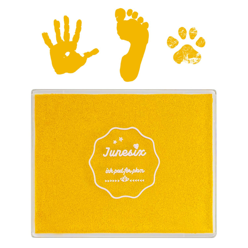 Ink Pad, 5X4'' Washable Non-Toxic Ink Stamp Pad For Baby Footprint Handprint, Yellow Ancwzoz