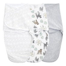 essentials Easy Swaddle Wrap, Cotton Knit Baby Wrap, Newborn Wearable Swaddle Sleep Sack, 0-3 Months, 1.0 TOG, 3 Pack, toile