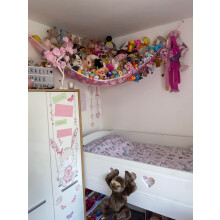 Jumbo Toy Hammock, Powkoo Extra Large Toy Hammock Storage Net Organizer for Teddys, Stuffed Animals, Nursery Play(84 x 59 x 59 inches) (Pink)