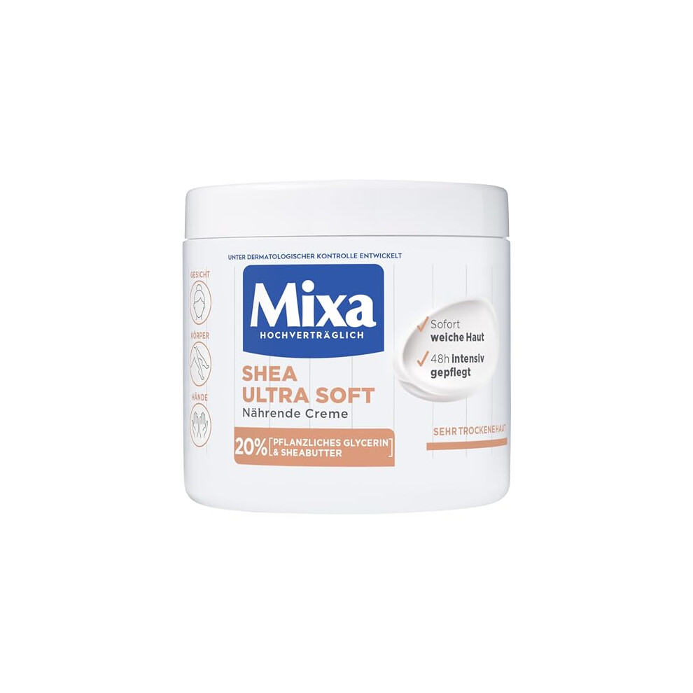 Mixa Nourishing Cream for Very Dry Skin for Face, Body and Hands, Suitable for Babies, Children and Adults, with Shea Butter and Glycerin, Shea