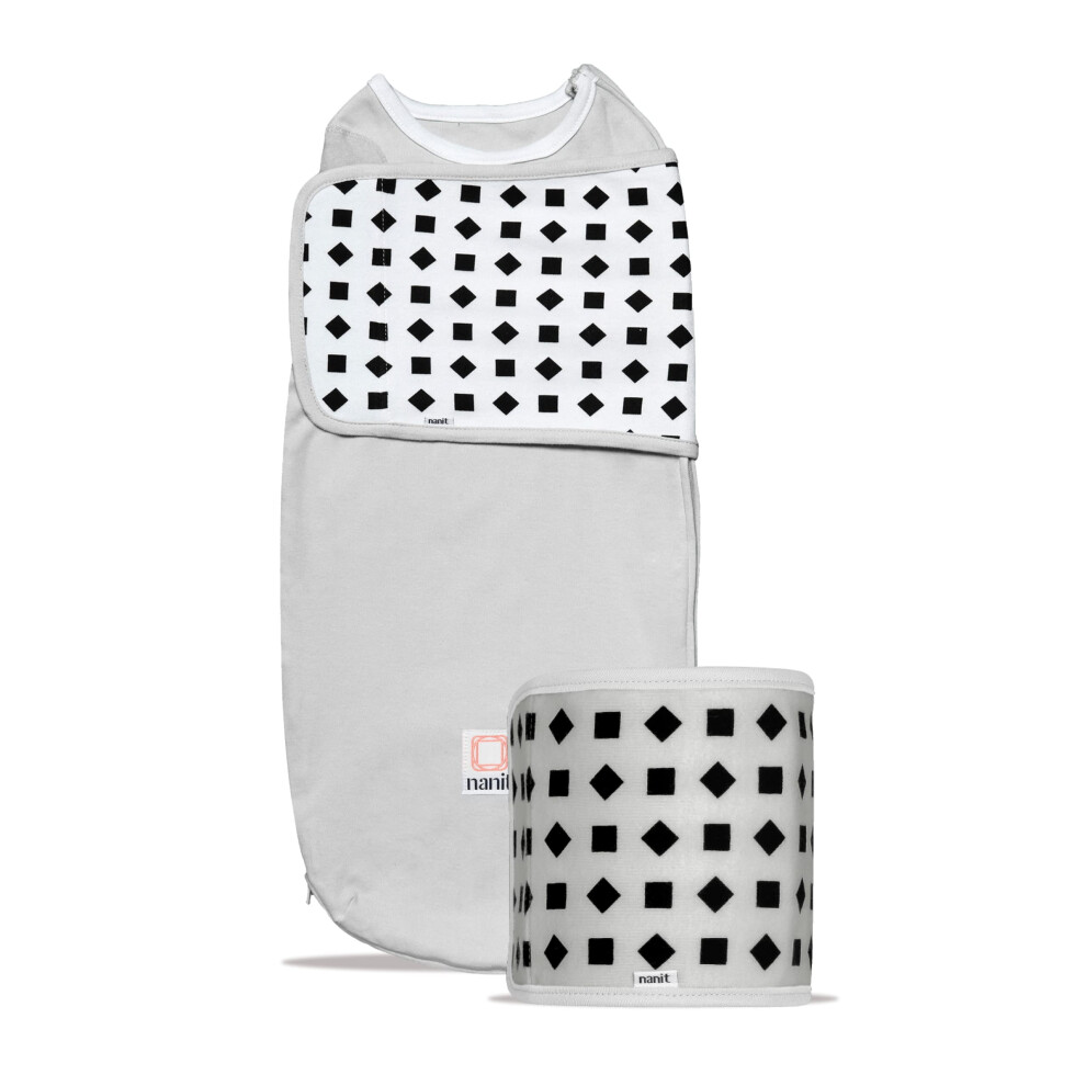Breathing Wear Starter Pack – 100 Percent Cotton Swaddle And Breathing Band, Works Pro Baby Monitor To Track Breathing Motion, Small, Pebble Grey Nanit