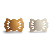 Lucky Symmetrical Pacifier Pack of 2 | Silicone Soother Dummy | BPA-Free | Made in Denmark | Symmetrical SilkySoft Nipple (Cream/Sage (0-6 Months))