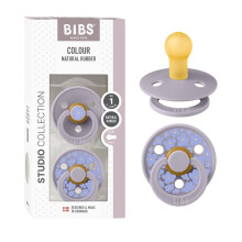 Colour Studio Soother 2-Pack, BPA Free Dummy Pacifier, Round Nipple. Natural Rubber Latex, Made in Denmark, Size 1 (0-6 Months), Jasmine Blush