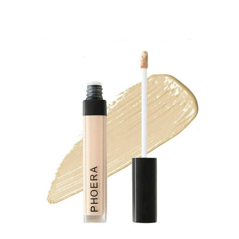 Phoera Dark/Light Aquapurity Liquid Concealer Full Coverage Makeup Face Moisturizer Foundation Conceal Under Eye Circles Cruelty Free (101 - Light)
