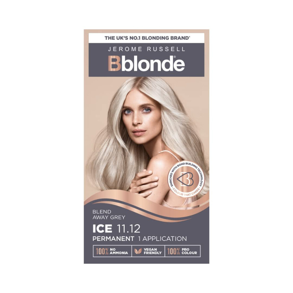 Jerome Russell Grey Bblonde Ice Blonde Permanent Hair Colour Â Full Coverage Hair Dye Kit For Pre-Lightened & Blonde Hair, Ammonia Free Hair Dye With Brazil Nut