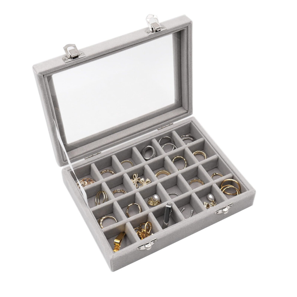 Jewellery Box Organiser,Velvet Earring Jewellery Boxes 24 Section Earring Storage Organiser Jewellery Display Box Clear Container Showcase Home