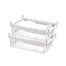 Fridge Organisers,Fridge Drawer Storage Bins with Adjustable Slide Rail,Unique Freezer Shelf Holder Container Box with 2 Partition Plates (1 PACK)