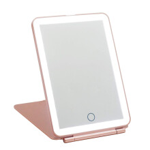 ISFORU LED Travel Makeup Mirror - 3 Colour Lights, Rechargeable, Portable, 180 Adjustable, Rose Gold, BT-202301