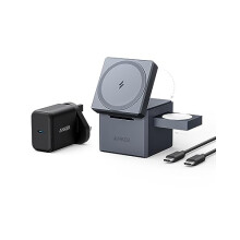 3-in-1 Cube Compatible with MagSafe - 15W Fast Charging, Foldable Wireless Charge Station for Apple Watch, iPhone 15/14/13, and AirPods Pro (Charger