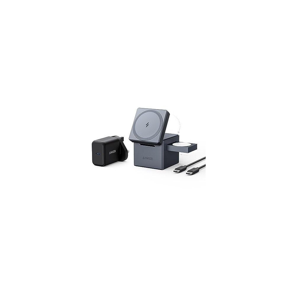 3-in-1 Cube Compatible with MagSafe - 15W Fast Charging, Foldable Wireless Charge Station for Apple Watch, iPhone 15/14/13, and AirPods Pro (Charger