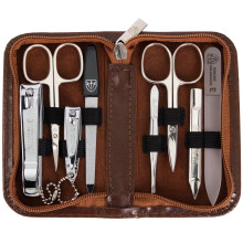 - brand quality 8 piece manicure pedicure grooming kit set for professional finger & toe nail care scissors clipper fashion leather case in gift box,
