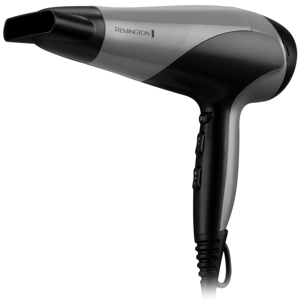 Ionic Dry Hair Dryer 2200 - Hairdryer with Diffuser and Concentrator, 3 Heat 2 Speed Settings, Cool Shot, D3190S Silver