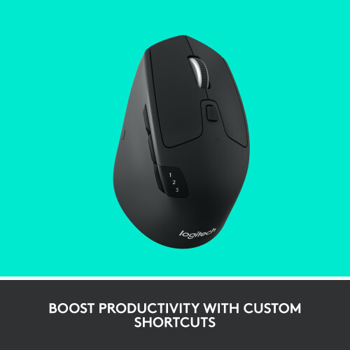 Logitech M720 Triathlon Multi-Device Wireless Mouse, Bluetooth, USB Unifying Receiver, 1000 DPI, 6 Programmable Buttons, 2-Year Battery, Compatible with Laptop 2