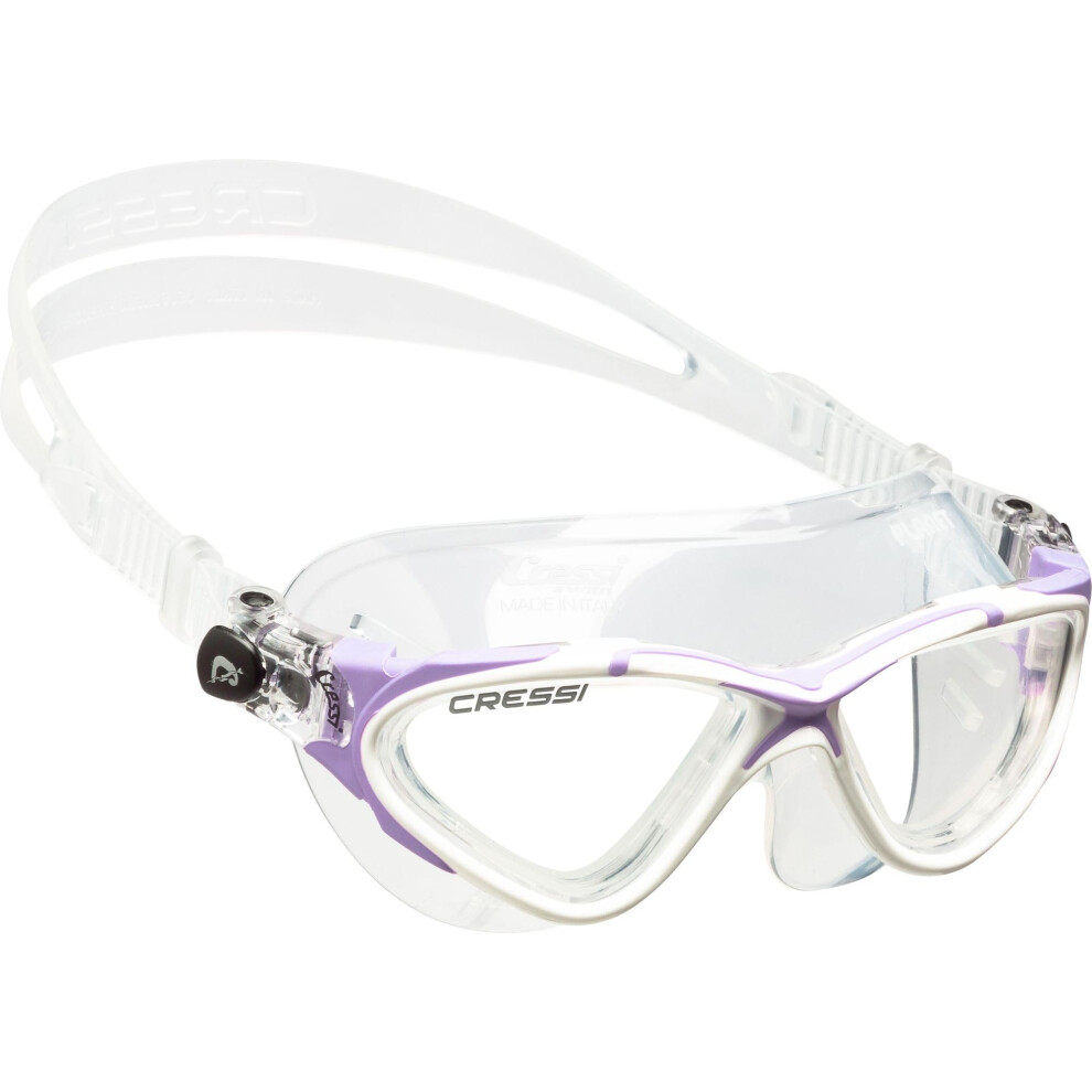 Planet Anti Fog Premium Swim Goggles Mask, 100% Anti UV (Made in Italy),White/Lilac - Clear Lens