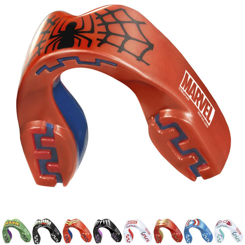 Spider-Man Sports Mouthguard Dual Layer Premium Protection Junior Gum Shield with Case for Boxing, MMA, Rugby, Martial Arts, Judo and All Contact