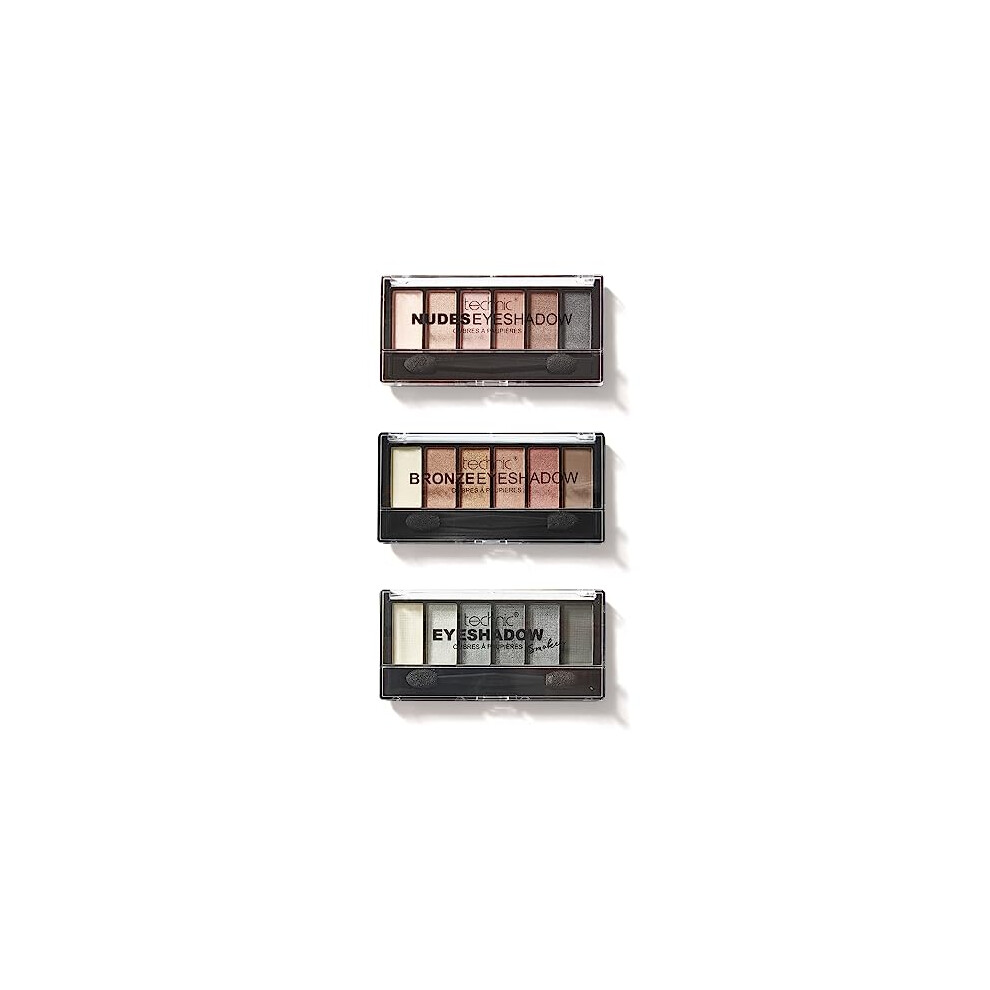 Eyeshadow Bundle - 3 Packs X 6 Pigmented, Professional & Blendable Shades for Natural or Glam Make-Up Looks. Easy To Use, Nude, Smokey, and Bronze