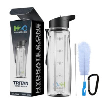 Water Bottle - 750ml Leakproof BPA-Free Sports Bottle with Straw, Time Markings, and Motivational Design - Ideal for Gym, Men, Women, and Kids -