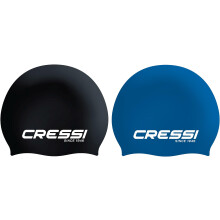 Eddie Swim Cap Bundle - Two Unisex Swimming Caps, Black/White + Blue/White, One Size