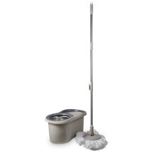 T869001MSH Classic Spin Mop with Stainless Steel Wringer and Collapsible Handle, Latte