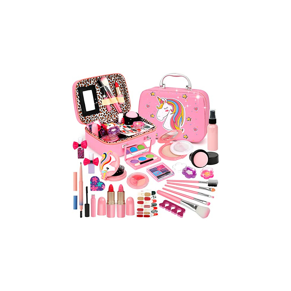 Flybay Kids Makeup Sets For Girls, Washable Girls Make Up Set, Real Makeup Set For Kids Girls Toys Presents, Childrens Makeup Sets Kids Toys Christmas
