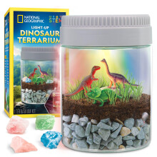 Dinosaur Terrarium Kit for Kids – Multicolour Light Up Terrarium Kit for Kids, Build a Dinosaur Habitat with Real Plants, Science Kit, Dinosaur Toys