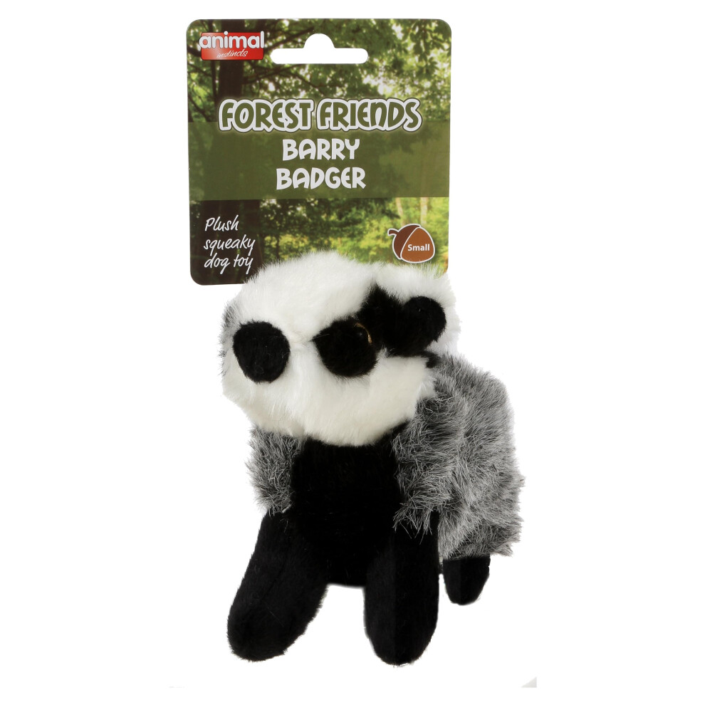 Instincts Forest Friends Squeaky Plush Dog Toy Soft Comfort Puppy Toy Barry Badger - Small