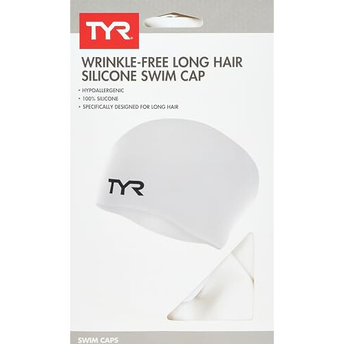 TYR Long Hair Swimming Cap White 1