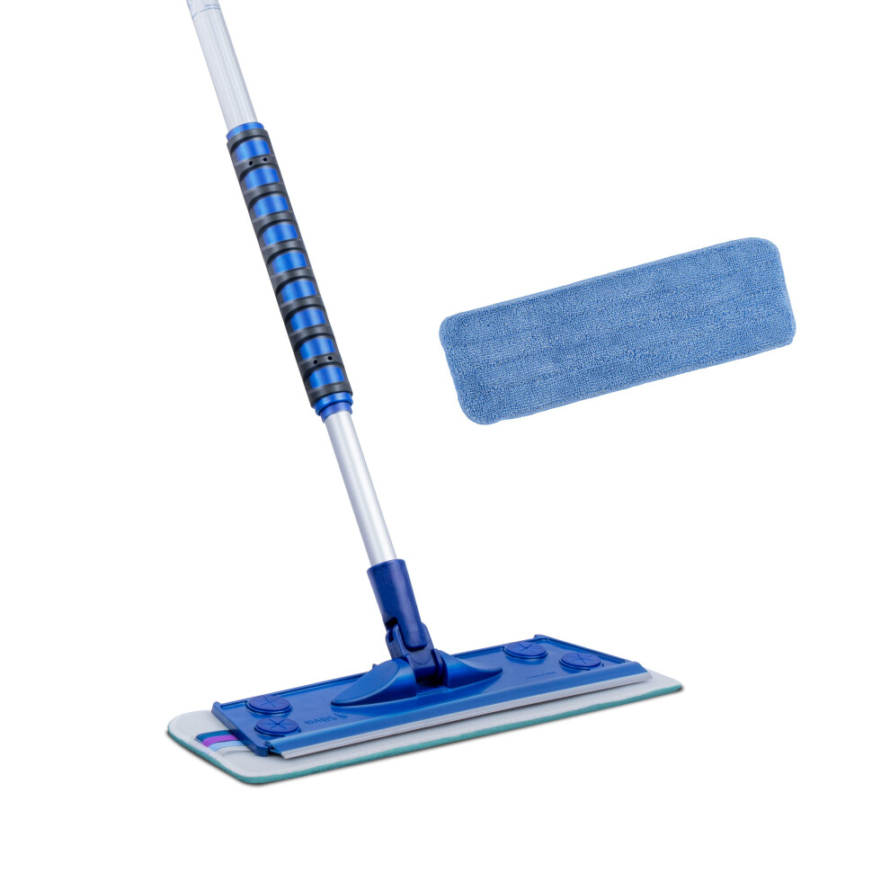 Microfibre Floor Mop Mop Set with Soft Touch Handle Hands-Free Flat Mop Mop 360 Swivel Floor Cloths Mop with Telescopic Handle Cleaner Window Mop