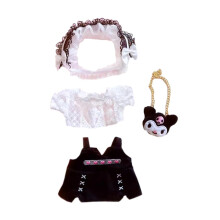 niannyyhouse 20 cm Plys dukket?j L?st hovedbekl?dning Hvid skjorte Sort nederdel Rygs?k 8 tommer bl?dt udstoppet plysleget?jstilbeh?r Dress Up