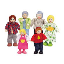 Happy Family – Caucasian |Award-Winning Doll Family Set, Unique Accessory for Kid's Wooden Doll House, Imaginative Play Toy, 6 Caucasian Family