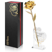 Gold Dipped Rose Real 24K Gold Rose, Genuine One of a Kind Rose Hand Dipped in 24K Golden Roses Romantic Gifts for Women in Her Birthday Anniversary