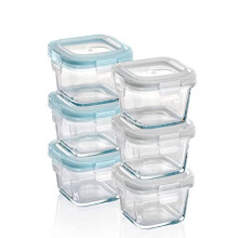 Glass Baby Food Storage Container Set - Mini Ovenproof Dishes with Lids - 6 x 160 ml (5.4 Oz) Square - Air and Liquid Tight