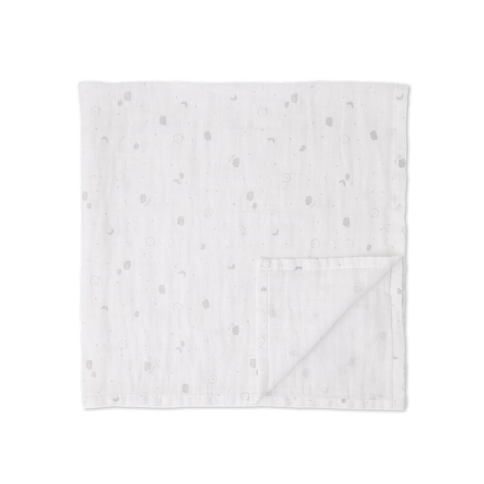 Baby Boys And Girls Pre Washed Muslin Swaddle Cloth 75 X 75 Cm In - 100% Cotton Breathable Unisex Infant Receiving Blanket - Regular White Mori