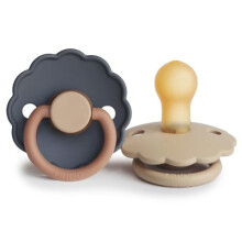 Daisy Latex Pacifier Pack of 2 | Natural Rubber Soother Dummy | BPA-Free | Made in Denmark | Symmetrical Cherry Shaped Nipple (Aurora/Croissant, Size