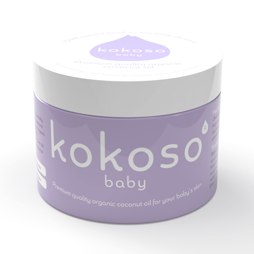 Baby - Organic Coconut Oil - 100% Natural Baby Oil - For Dry, Sensitive Skin & Eczema Prone Skin - Ultra Lightweight & Non Greasy - Suitable From Kokoso