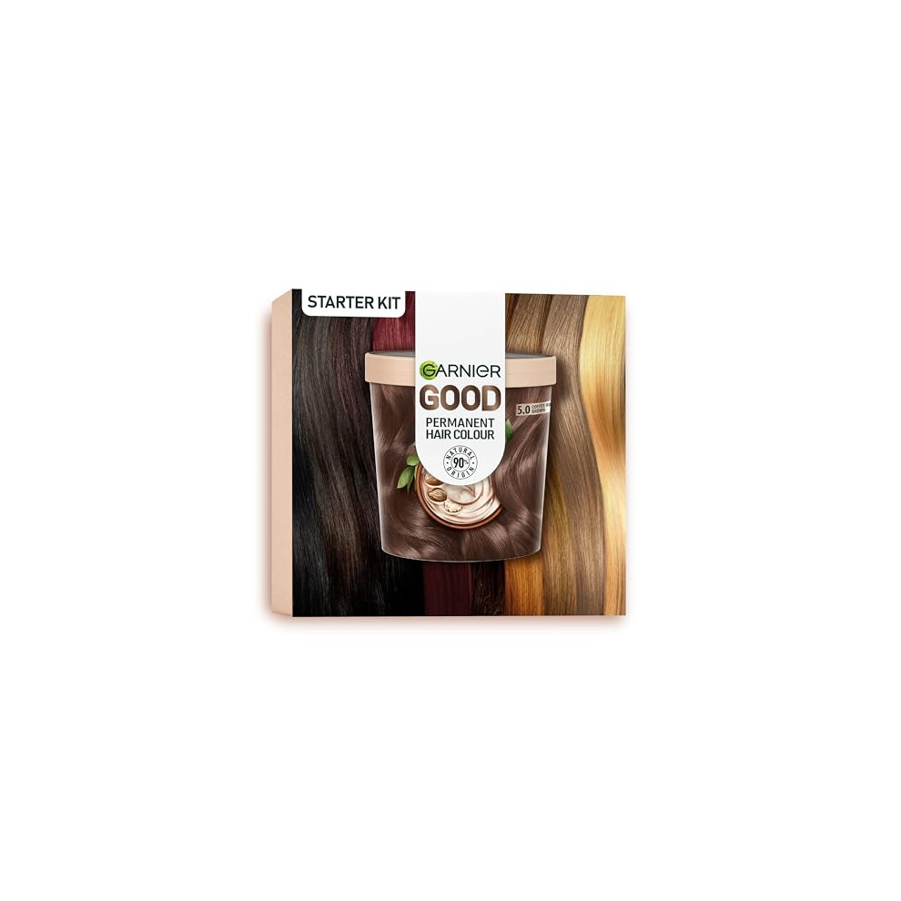 Good Permanent Hair Dye Premium Starter Kit, 5.0 Coffee Roast Brown, Up To 100% Grey Coverage, 8 Weeks Long-Lasting Colour, No-Drip Application