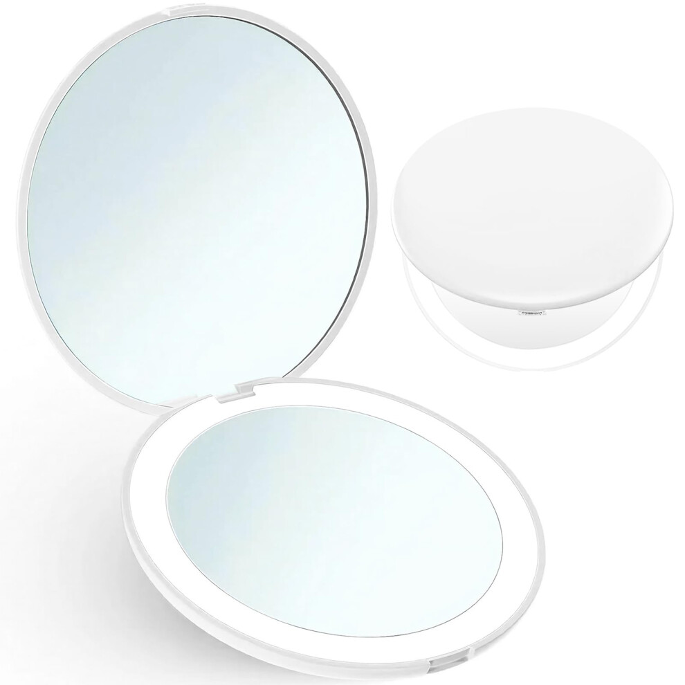 Giazee Travel Mirror With Light, Small 1X/10X Magnifying Compact Mirror Portable Pocket Mirror Compact Makeup Mirror Mini Handheld Mirror For Handbag Purse