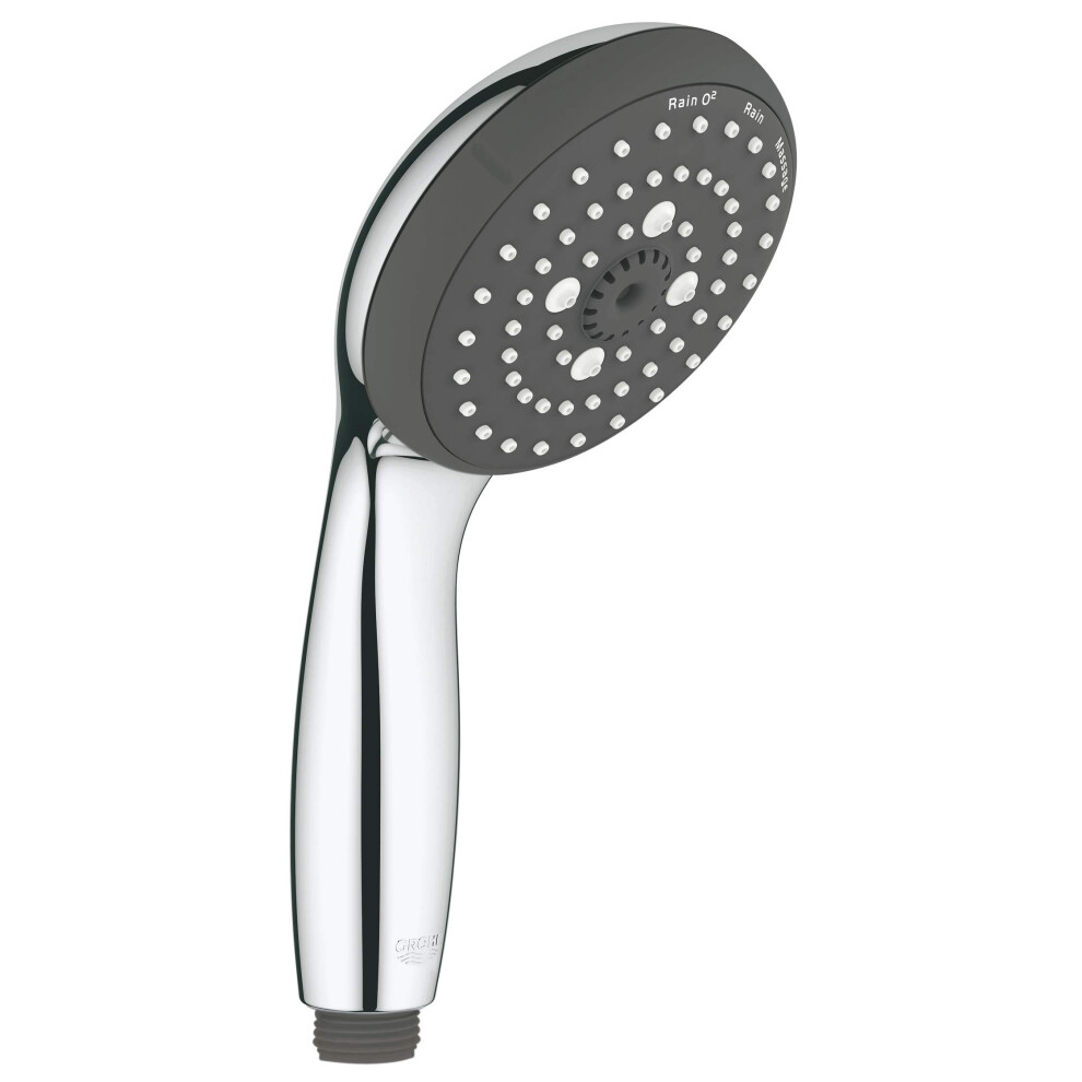 Grohe Vitalio Start 100 - Hand Shower 10 Cm, 3 Spray (Rain O², Rain, Massage), Water Saving Technology, Anti-Limescale System, Universal Mounting System,
