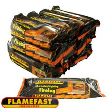 4 x Smokeless Firelogs Plus 4 x Packs of Firelighters Instant Lighting, Open Fire, Garden Chimineas 2hrs Burn, Environmentally Friendly