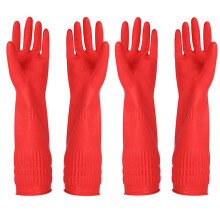 Rubber Cleaning Gloves Kitchen Dishwashing Glove 2-Pairs And Cleaning Cloth 2-Pack,Waterproof Reuseable. (Red, Medium)