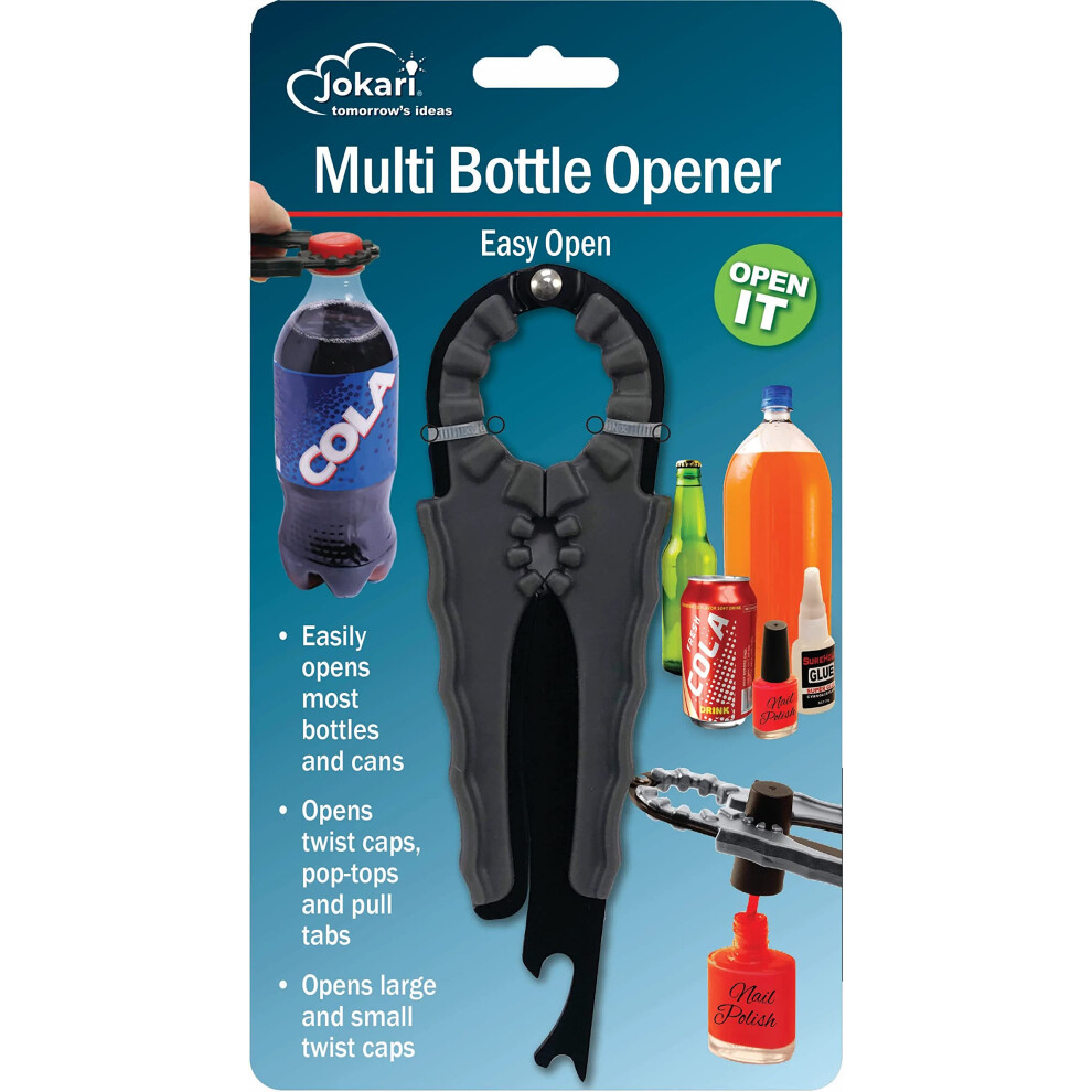 Jokari Multi Bottle Opener (1 Pack) - Beer Bottle Opener, Beer Opener, Soda Can Opener Manual, Jar Opener, Nail Polish Opener - Multiopener For Bottles, Jars