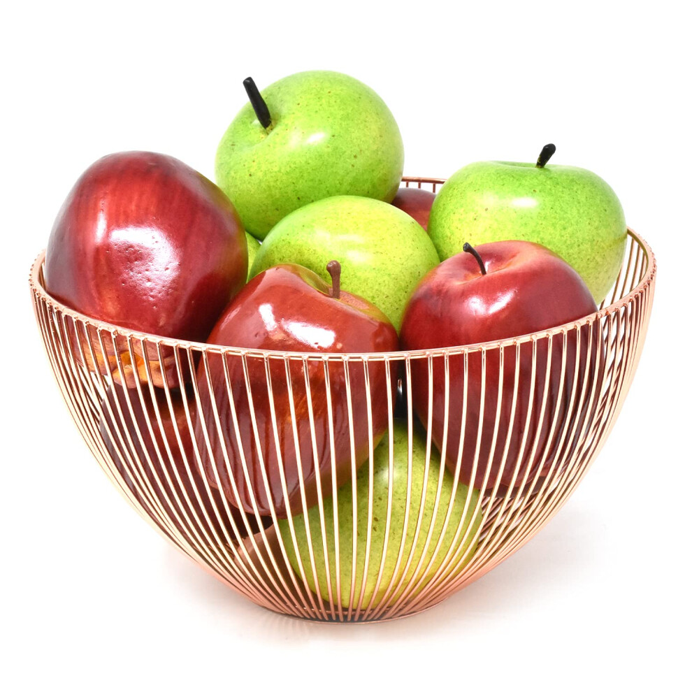 Fruit Bowl 25 x 25 cm Large - Anti-Scratch Non-Slip - Open Metal Wire Fruit and Vegetable Basket to Help Ripen Properly & Keep Them Fresh for