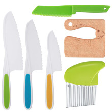 6PCS Kids Kitchen Knife Set, Kids Kitchen Safety Knives, Reusable Plastic Children's Cooking Knives, Kids Cutting Knife with Serrated Edges for Fruit