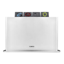 T847042 4pce Chopping Board Set with Stand, Grey/Fleck Design